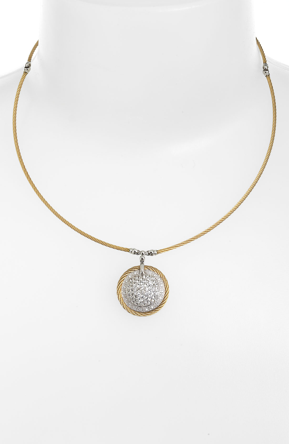 Charriol Classique Dome Sapphire Diamond Pendant Necklace in Yellow ...