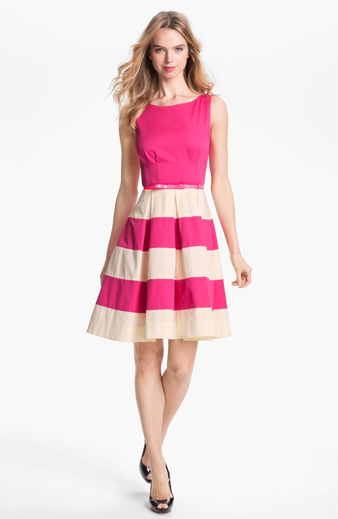 Kate spade Celina Stretch Cotton Fit Flare Dress in Pink (zinia pink ...