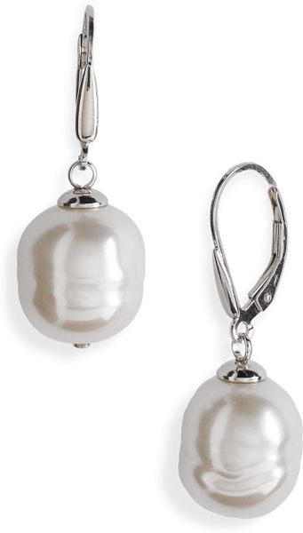 Majorica 12mm Baroque Pearl Drop Earrings in Silver (silver/ white ...