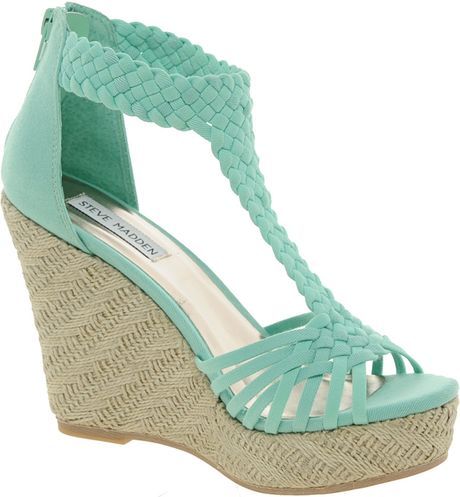 Steve Madden Rise Weave Wedges in Green (mintgreen) | Lyst