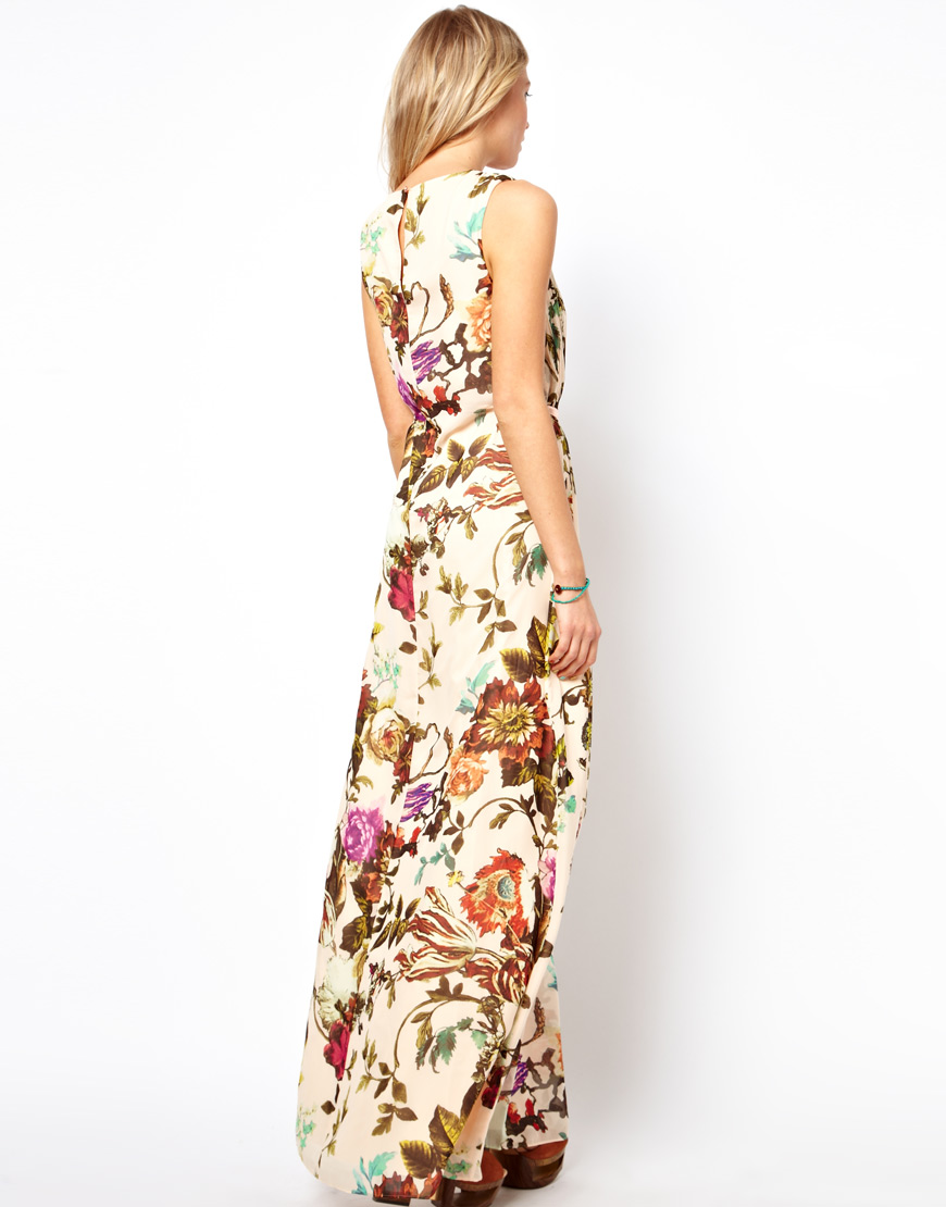 Ted Baker Cristen Maxi Dress in Mid Summer Floral Print with Belt in