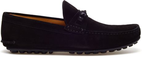 Valentino Studded Suede Loafers in Black for Men | Lyst
