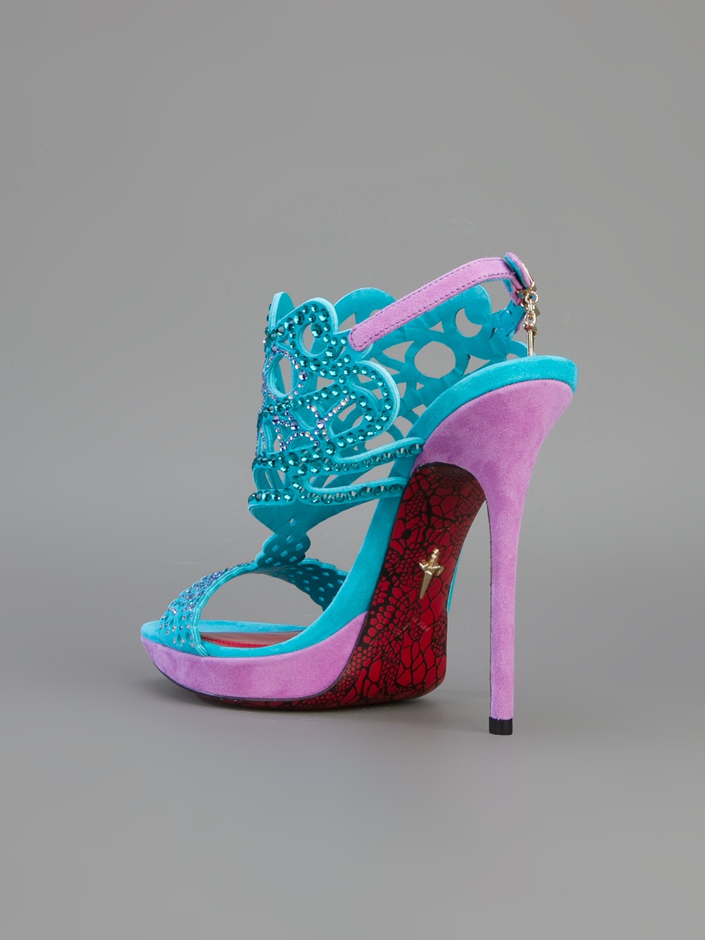 Lyst - Cesare Paciotti Crystal Studded Sandal in Blue