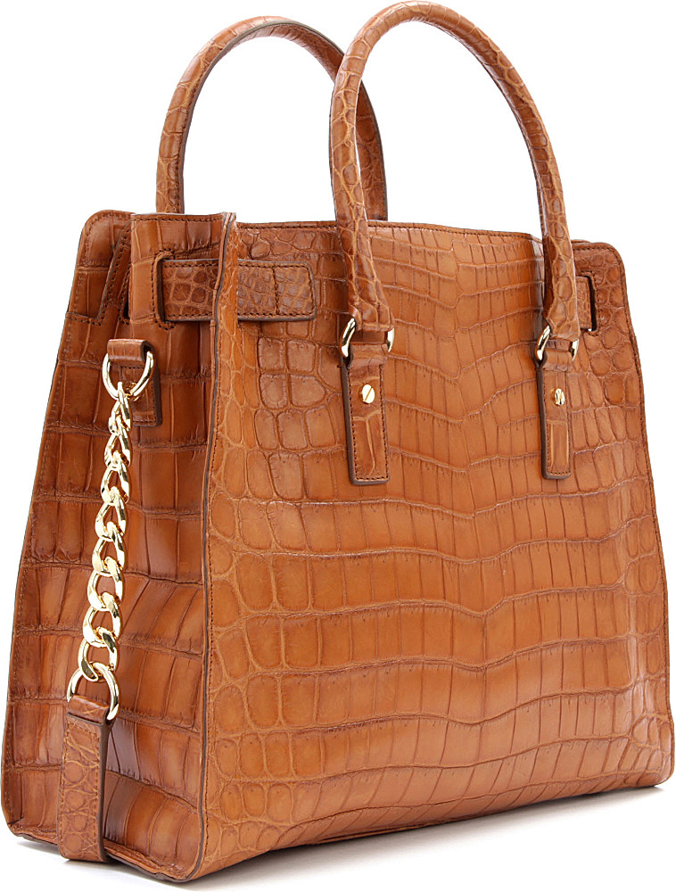 Michael Kors Limited Edition Hamilton Croc Leather Tote In Brown Lyst Gallery
