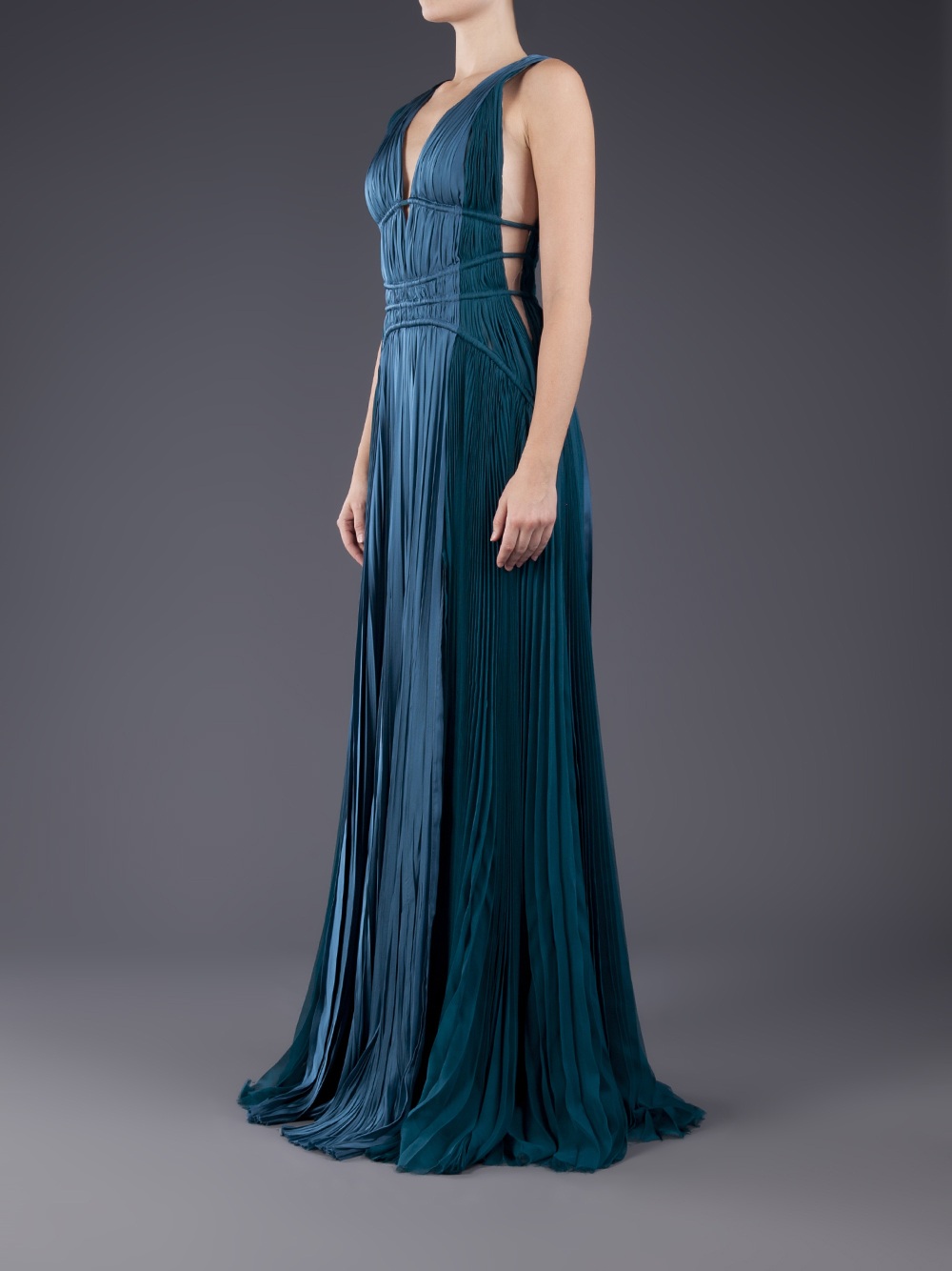 Lyst J Mendel Pleated Shift Gown In Blue Gallery