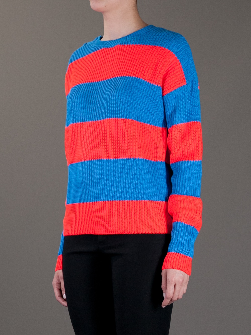 zara blue and red striped sweater