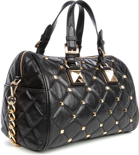 Michael Kors Grayson Studded Bowling Bag in Black | Lyst