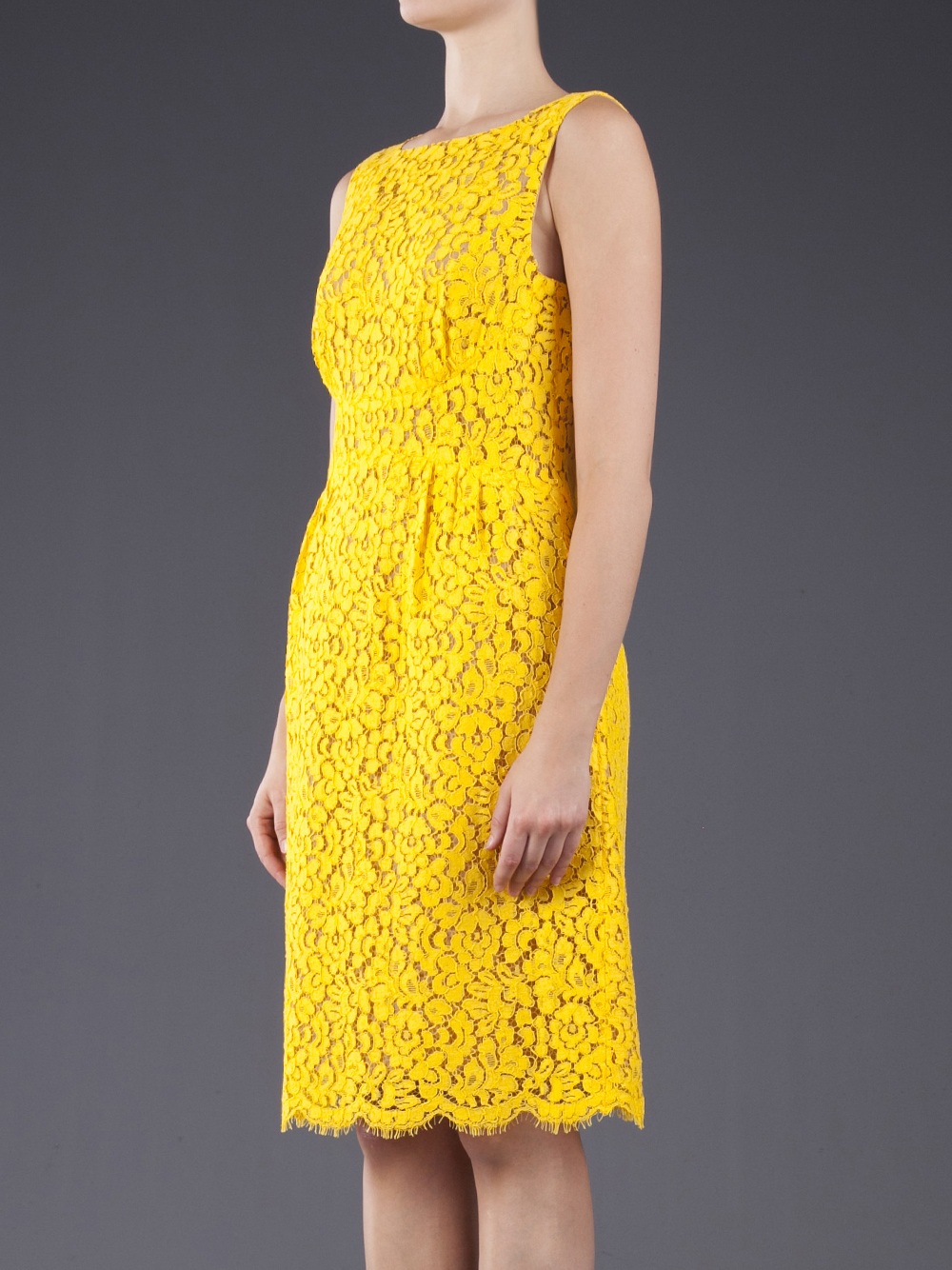 Lyst - Michael Kors Floral Lace Shift Dress in Yellow