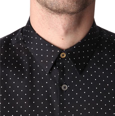 Paul Smith Polka Dot Roseprint Shirt in Black for Men | Lyst