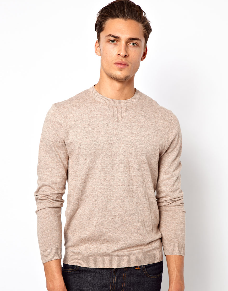 Lyst Asos Crew Neck Sweater  in Natural for Men 