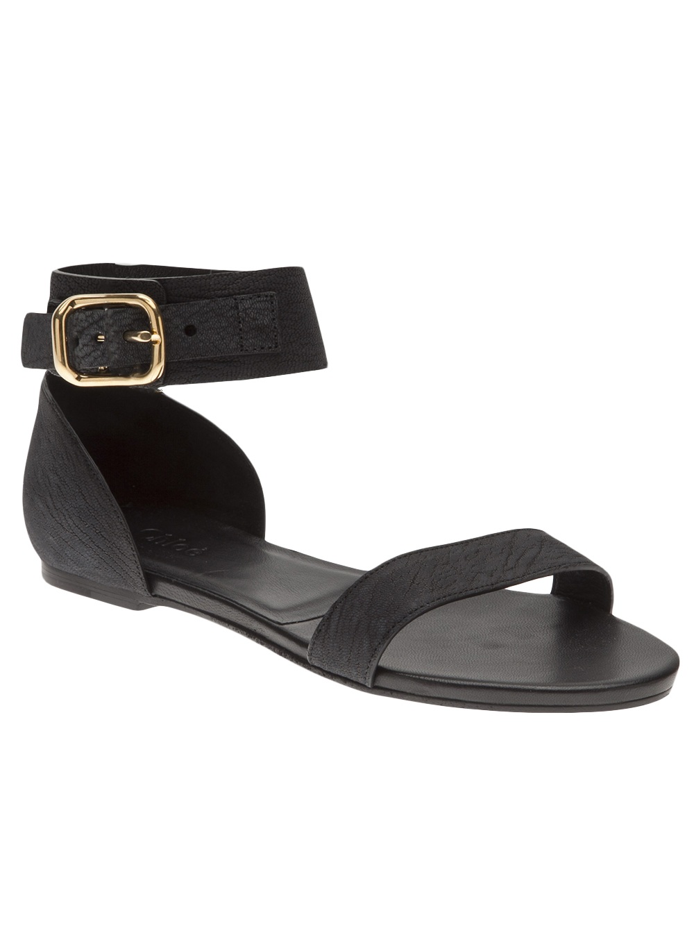 Chloé Simple Flat Sandal in Black | Lyst