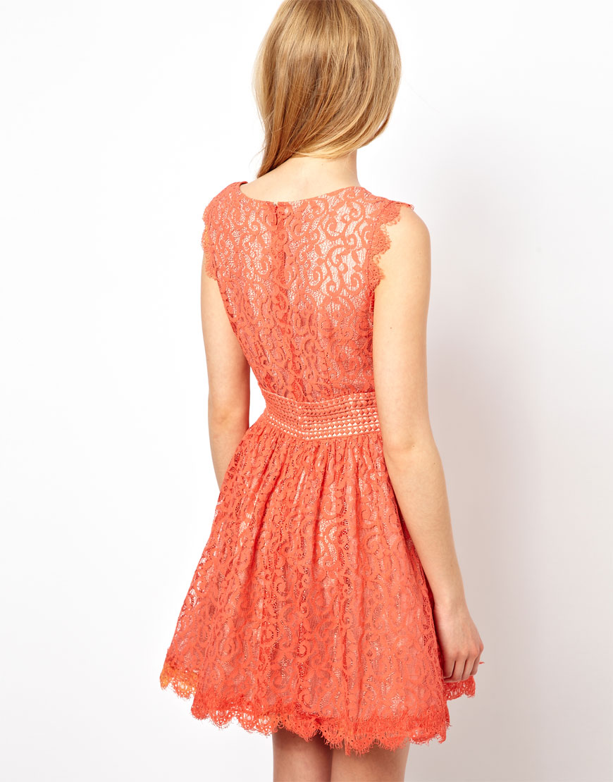 Lyst Darling Lace Skater Dress In Pink