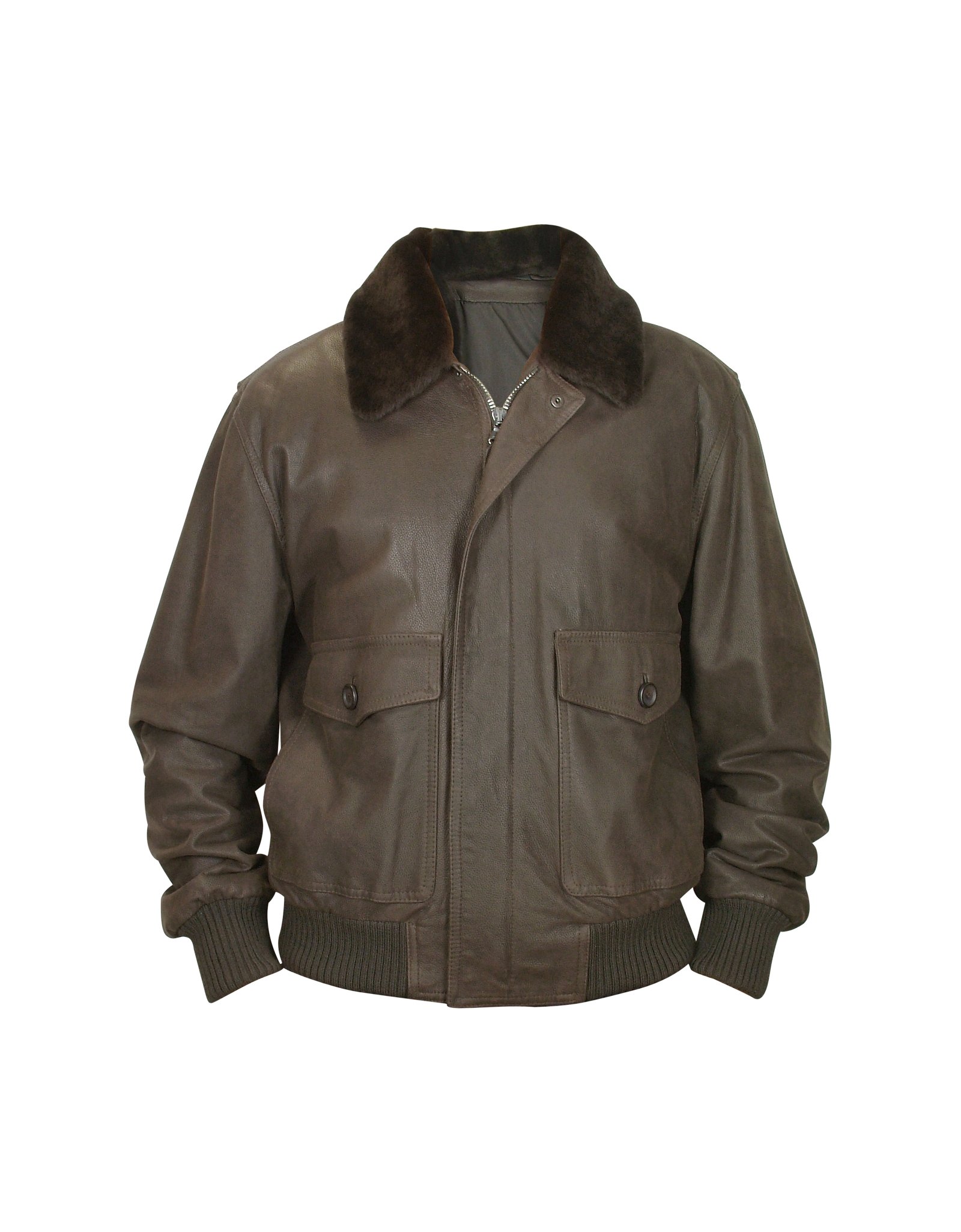 Forzieri Mens Dark Brown Genuine Leather Bomber Jacket in Brown for Men ...