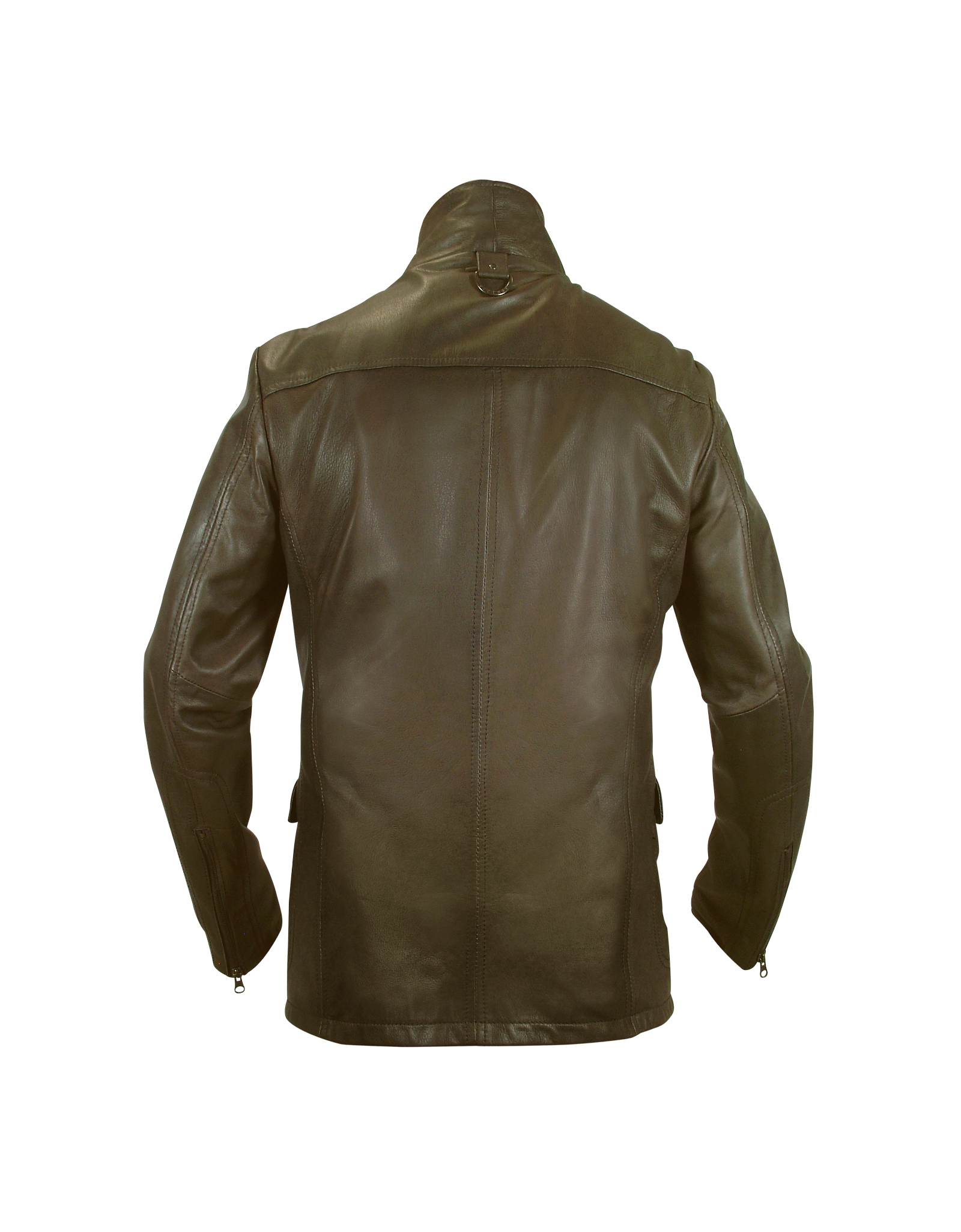 Forzieri Men S Dark Brown Zip Leather Jacket In For View Fullscreen