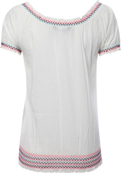 Jane Norman Embroidered Gypsy Top in White | Lyst