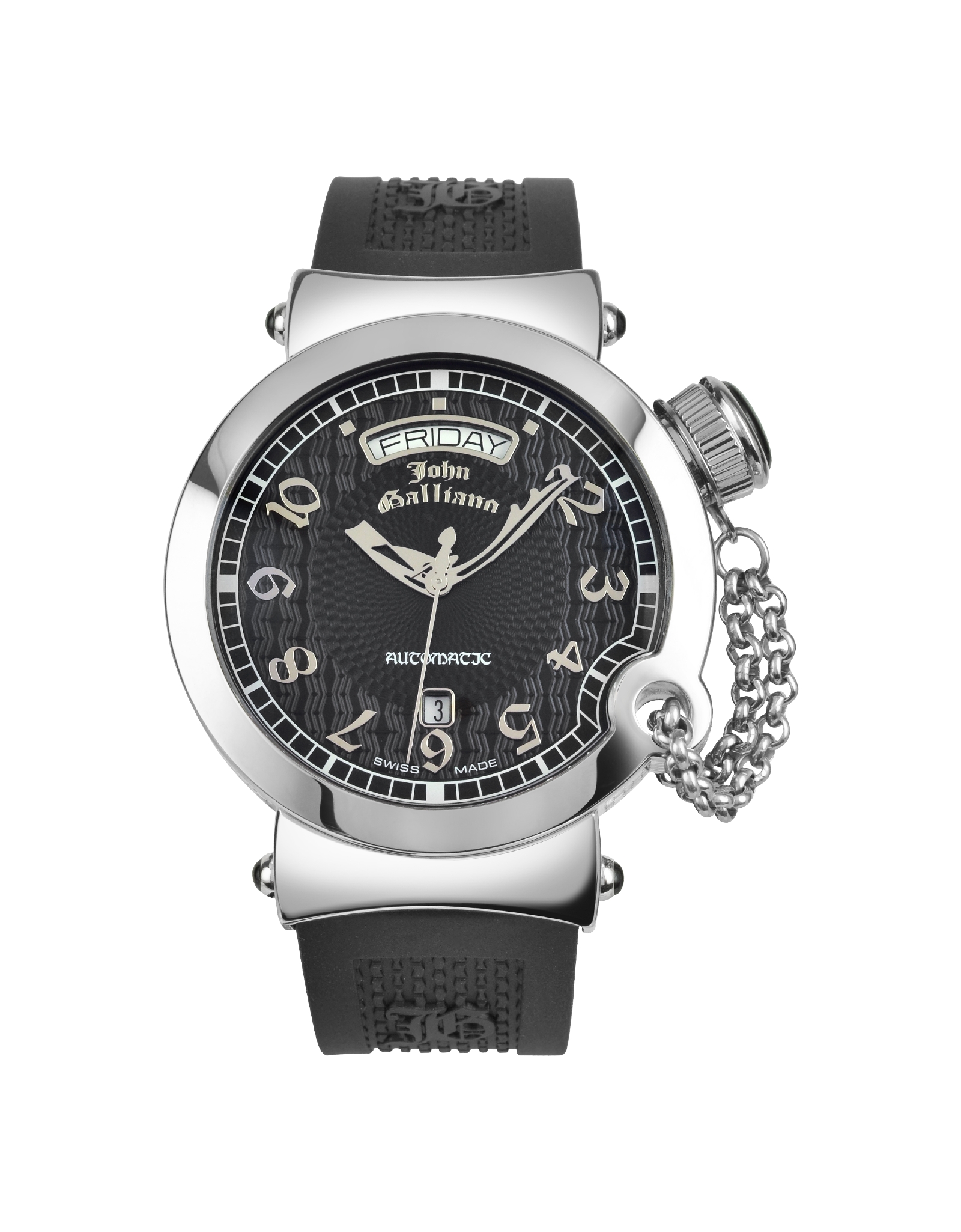 Lyst - John Galliano Lelu Mens Stainless Steel and Rubber Strap ...