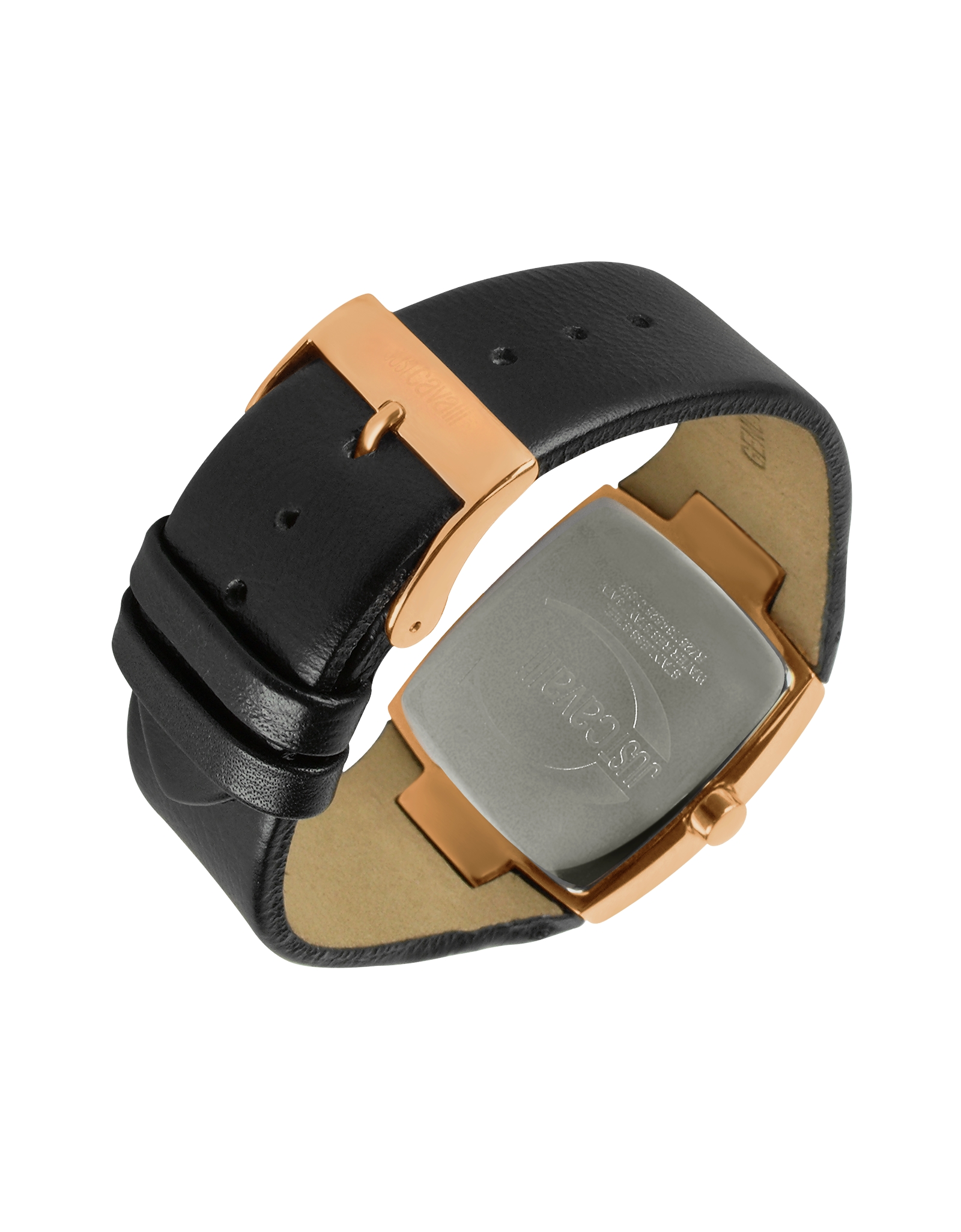 Lyst - Just Cavalli Lusa Square Rose Gold Plated Dial and Leather Watch in Black