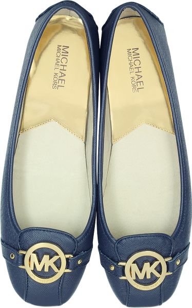 Michael Kors Fulton Navy Blue Leather Flat Moccasins in Blue (Navy Blue ...