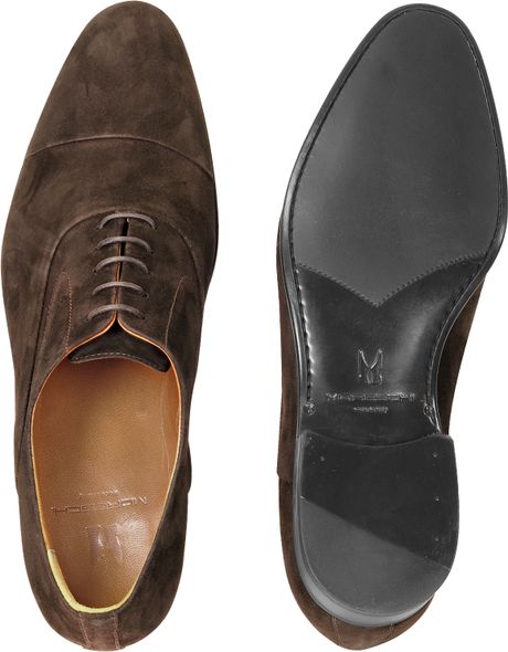 Moreschi Dublin Dark Brown Suede Cap-Toe Oxford Shoes in Brown for Men ...