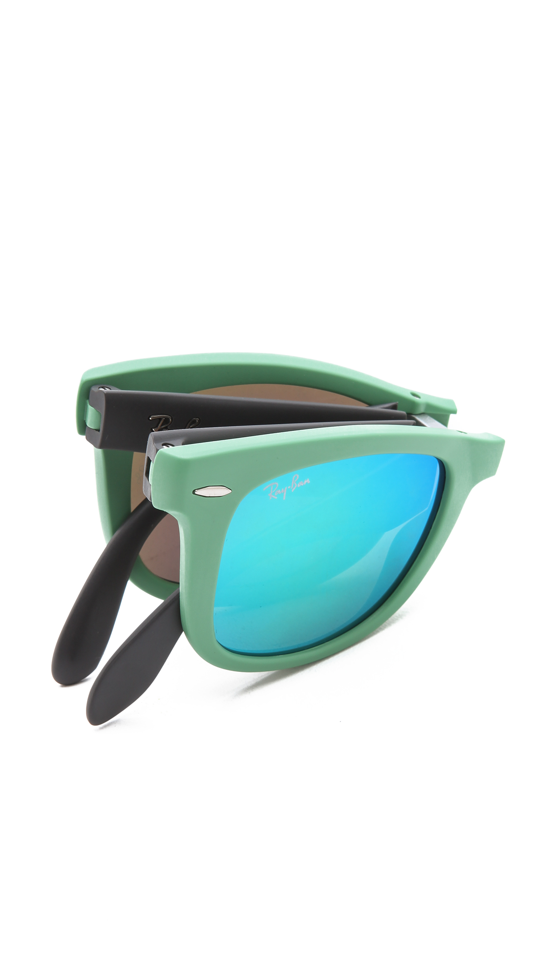 Lyst Ray Ban Folding Wayfarer Sunglasses In Green 6146