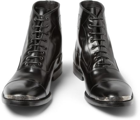Alexander Mcqueen Metal Toe Cap Leather Boots in Black for Men | Lyst