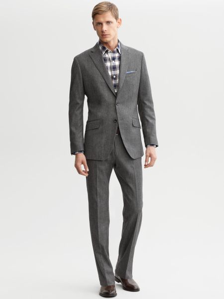 Banana Republic Tailored Grey Tweed Two Button Suit Blazer in Gray for ...