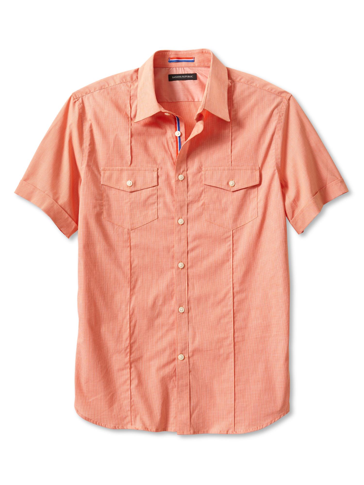 Lyst Banana Republic Slim Fit Short Sleeve Utility Shirt in Orange