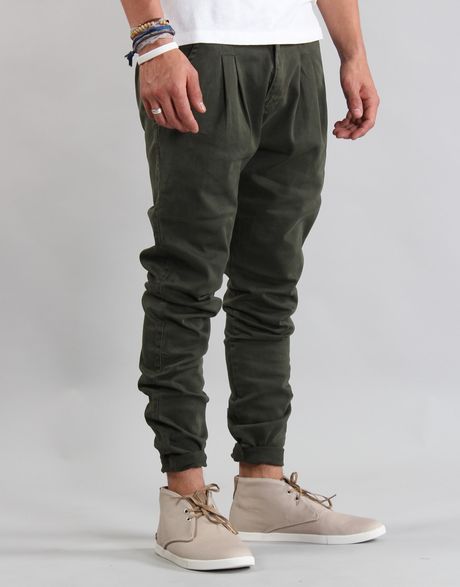Dr. Denim Joel Low Crotch Chino Pants in Green for Men ( army green) | Lyst