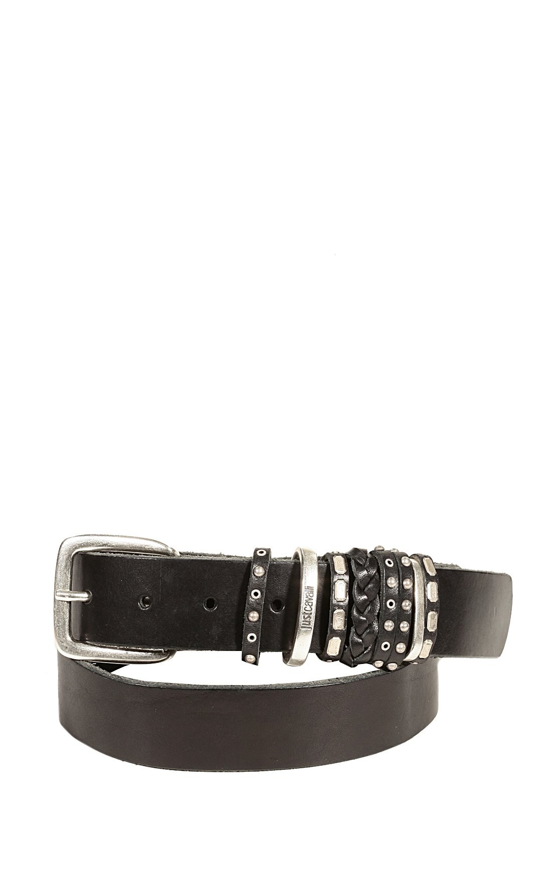 Roberto Cavalli Man Leather Studded Belt in Black for Men | Lyst