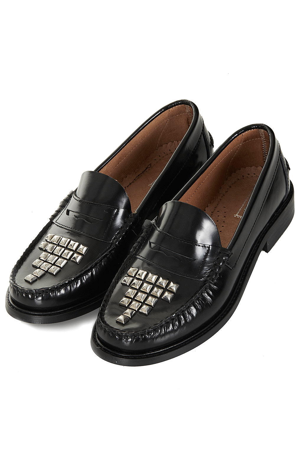 Lyst - Topshop Studded Loafers in Black