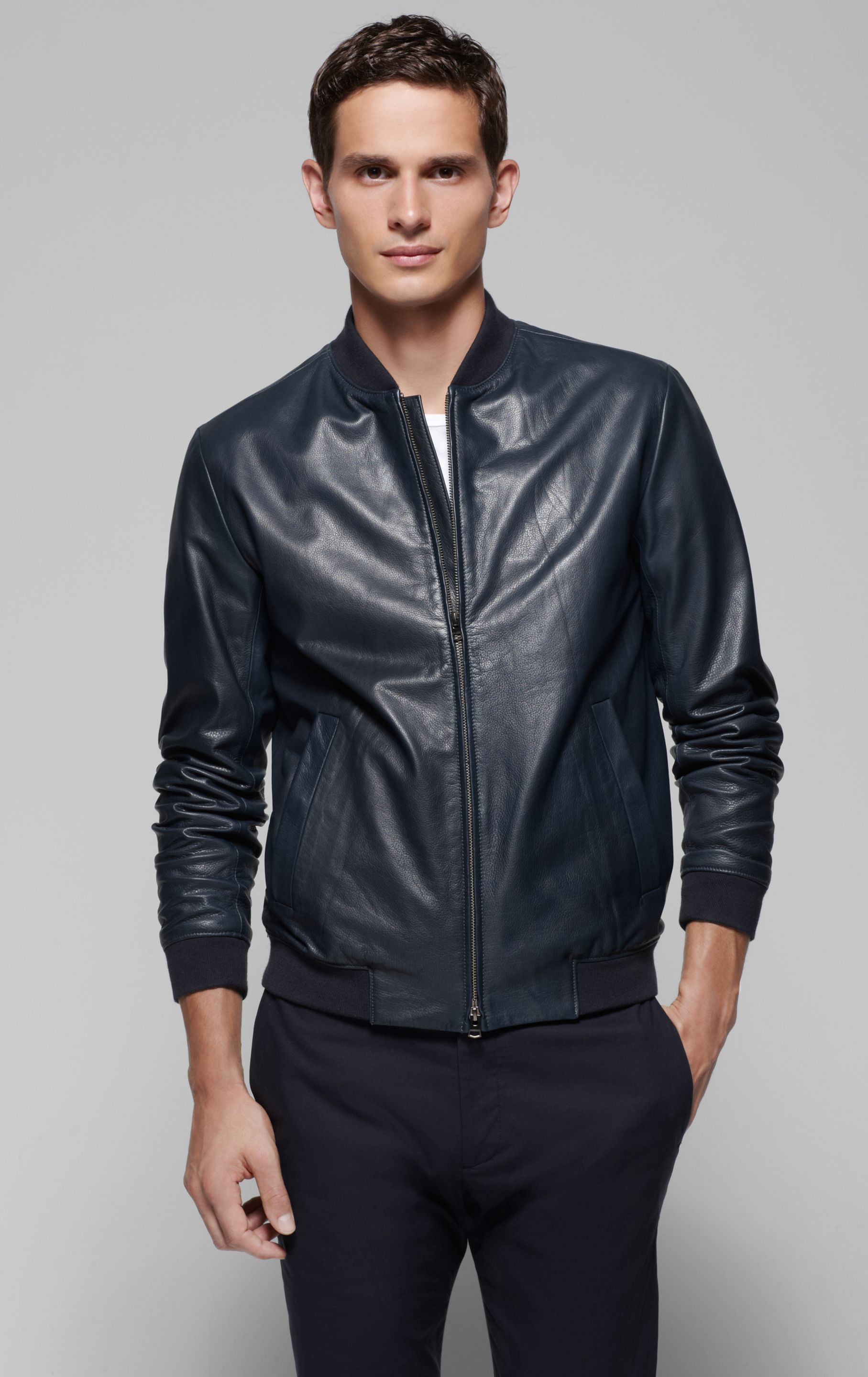 Lyst - Theory Volter Leather Jacket in Blue for Men