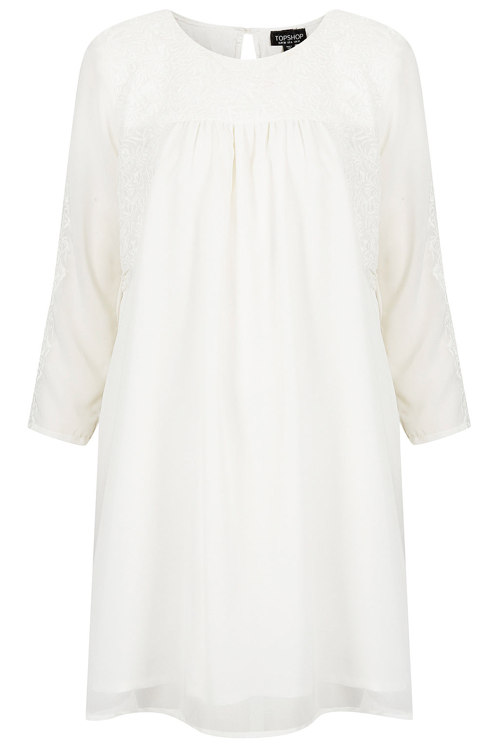 Topshop Embroidered Tunic Dress in Beige (cream) | Lyst