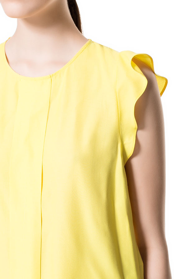 Zara Top with Ruffle Sleeves in Yellow Lyst