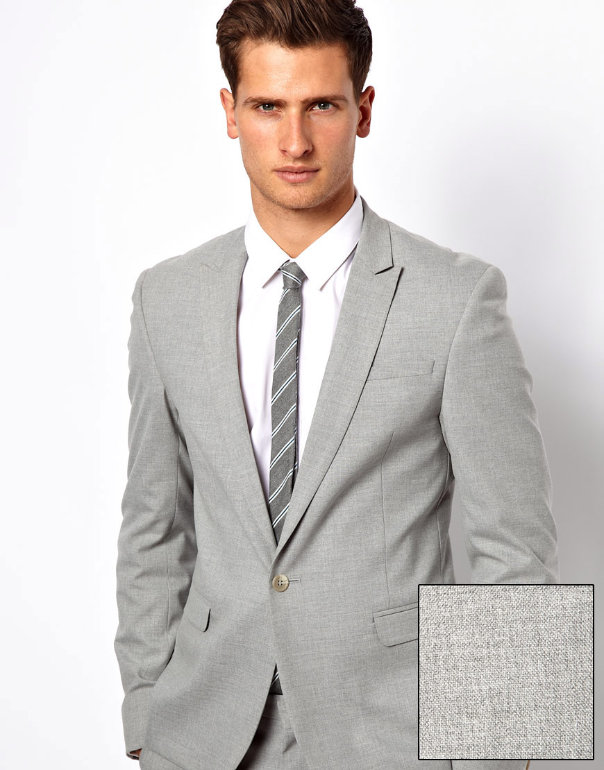 Lyst - Asos Skinny Fit Suit Jacket In Grey in Gray for Men