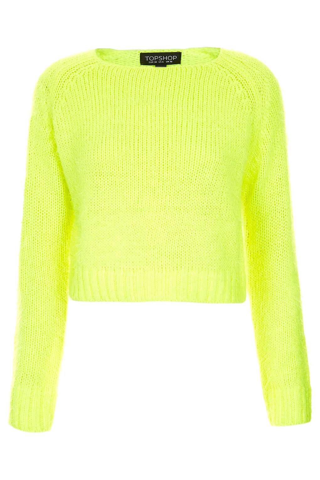 Lyst - Topshop Knitted Fluffy Crop Jumper in Yellow
