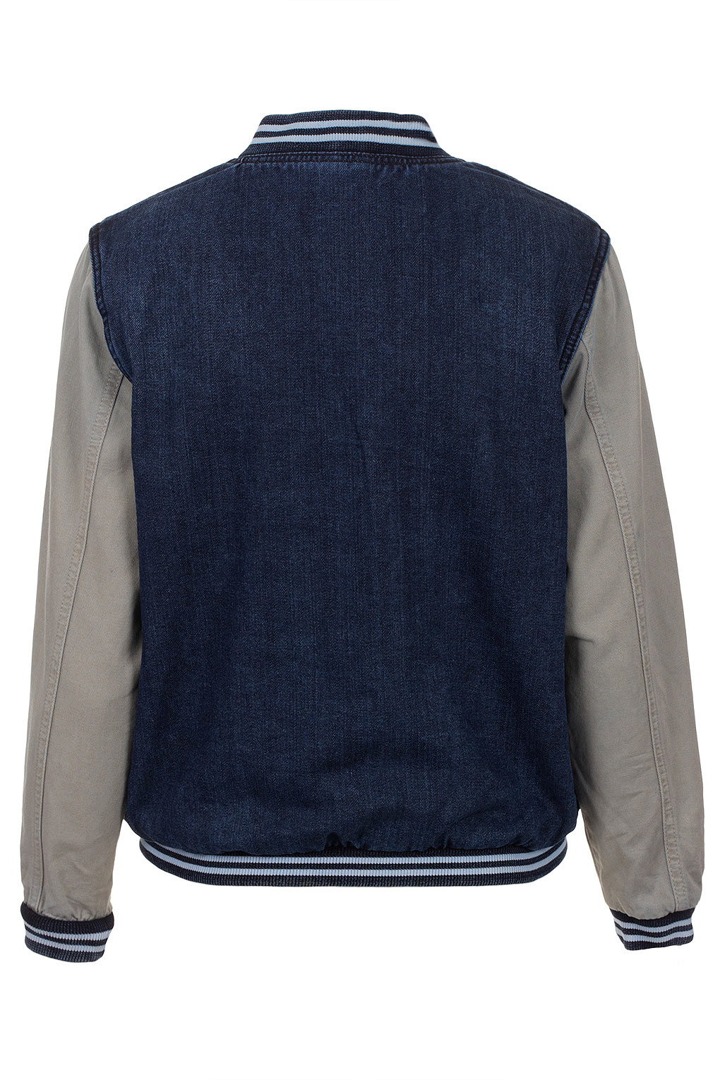 Lyst Petite Denim Varsity Bomber Jacket in Gray