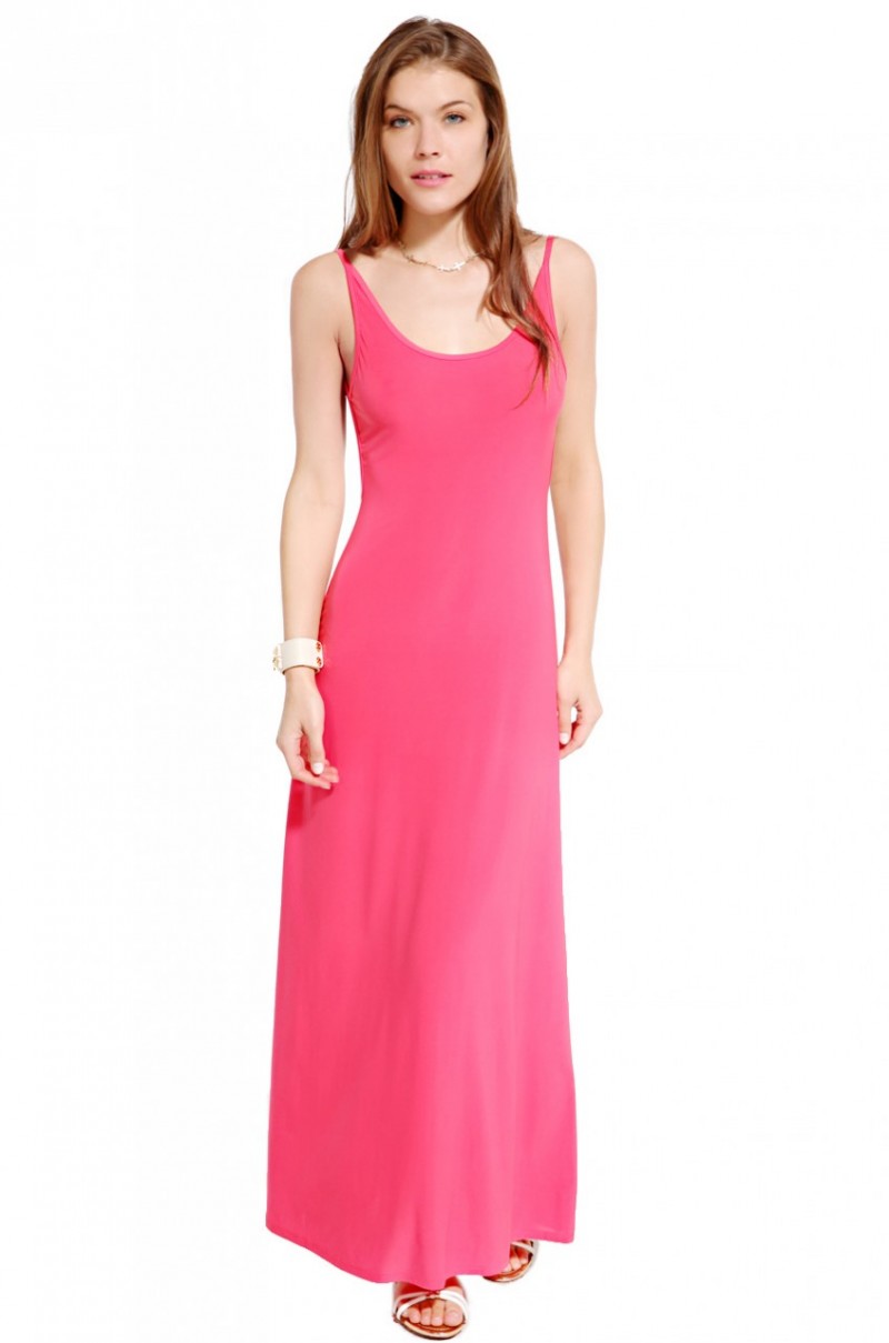 Akira Scoop Back Maxi Dress in Coral in Pink Lyst