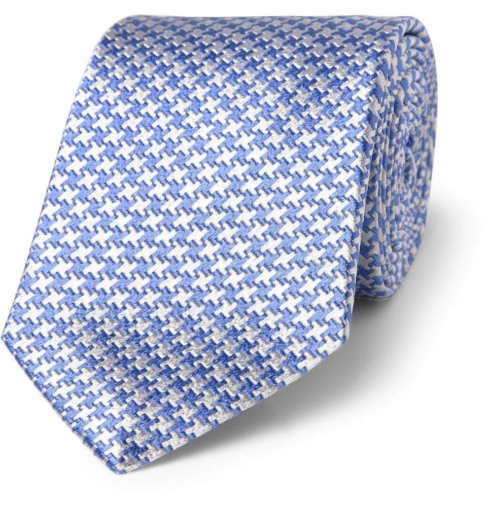 Turnbull & asser Houndstooth Check Silk Tie in Blue for Men Lyst