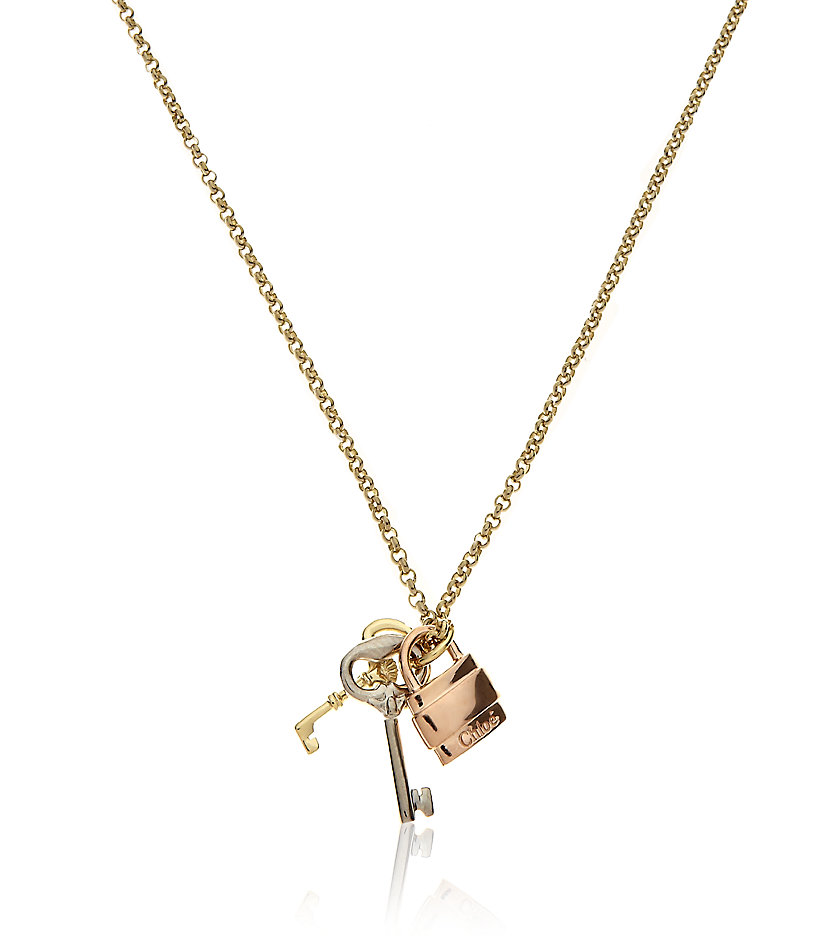 Chloé Paddington Padlock Keys Necklace in Metallic | Lyst