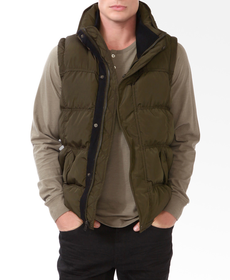 Forever 21 Flap Pocket Puffer Vest in Green for Men Lyst