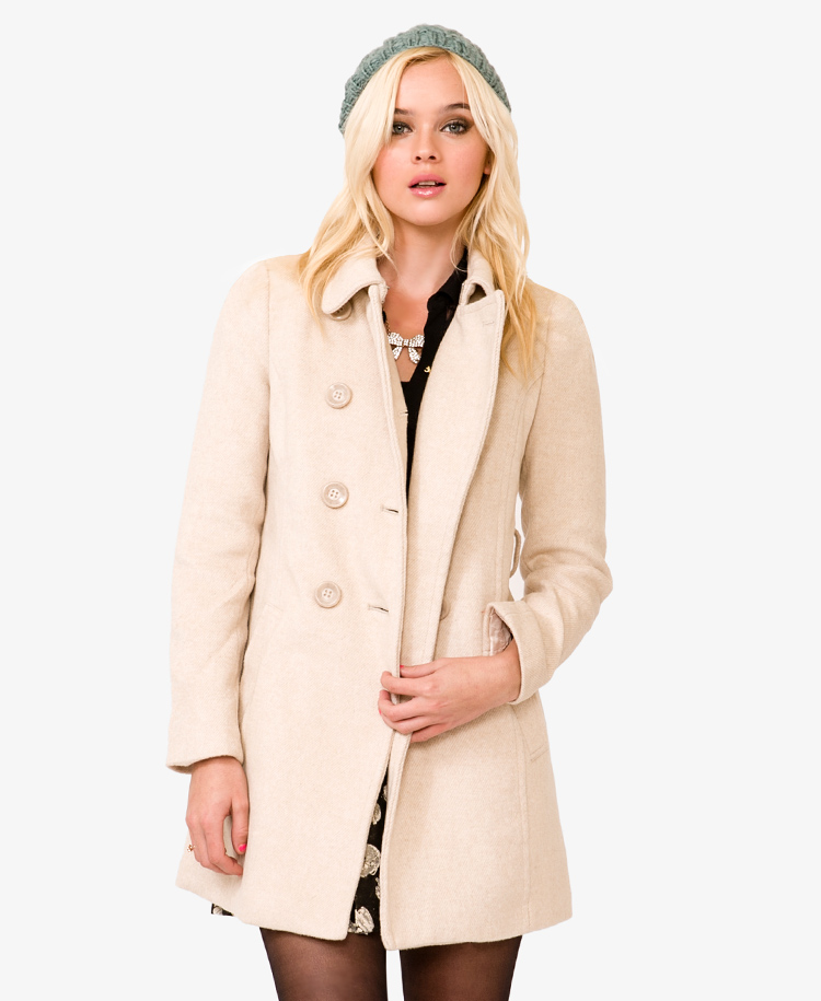 Lyst Forever 21 Contemporary Belted Doublebreasted Coat in Natural