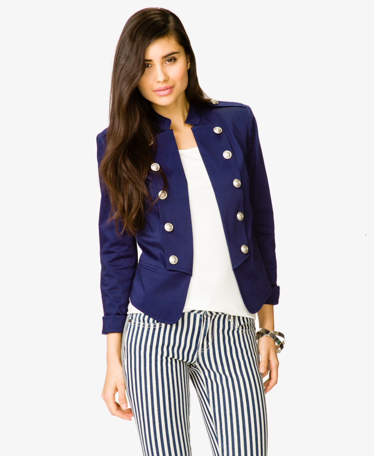 Lyst - Forever 21 Open Military Jacket in Blue