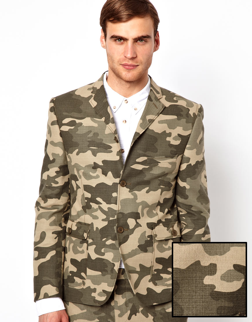 Lyst - Lambretta Suit Jacket in Camo in Green for Men