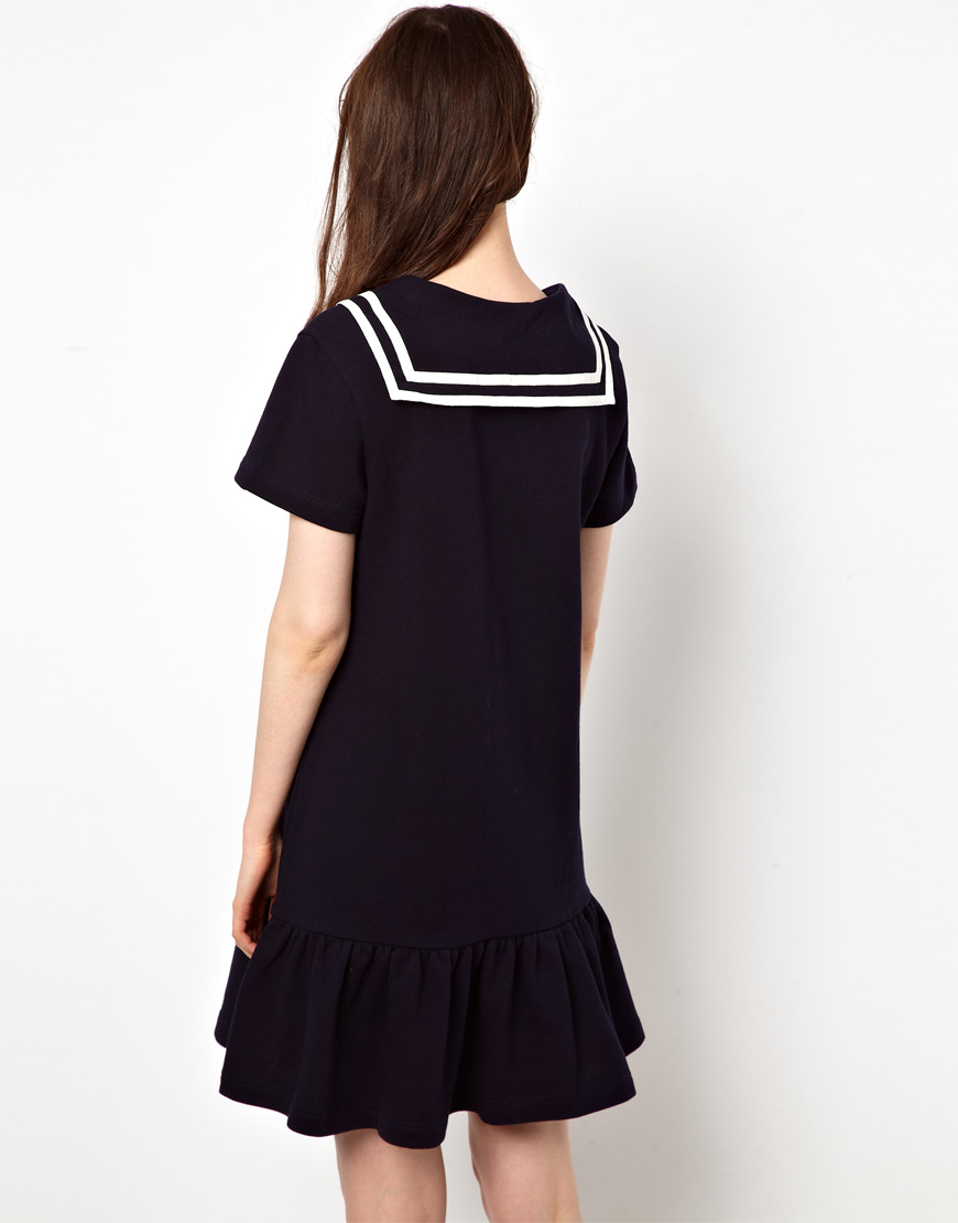 Lyst Boutique by Jaeger Jersey Sailor Dress in Blue