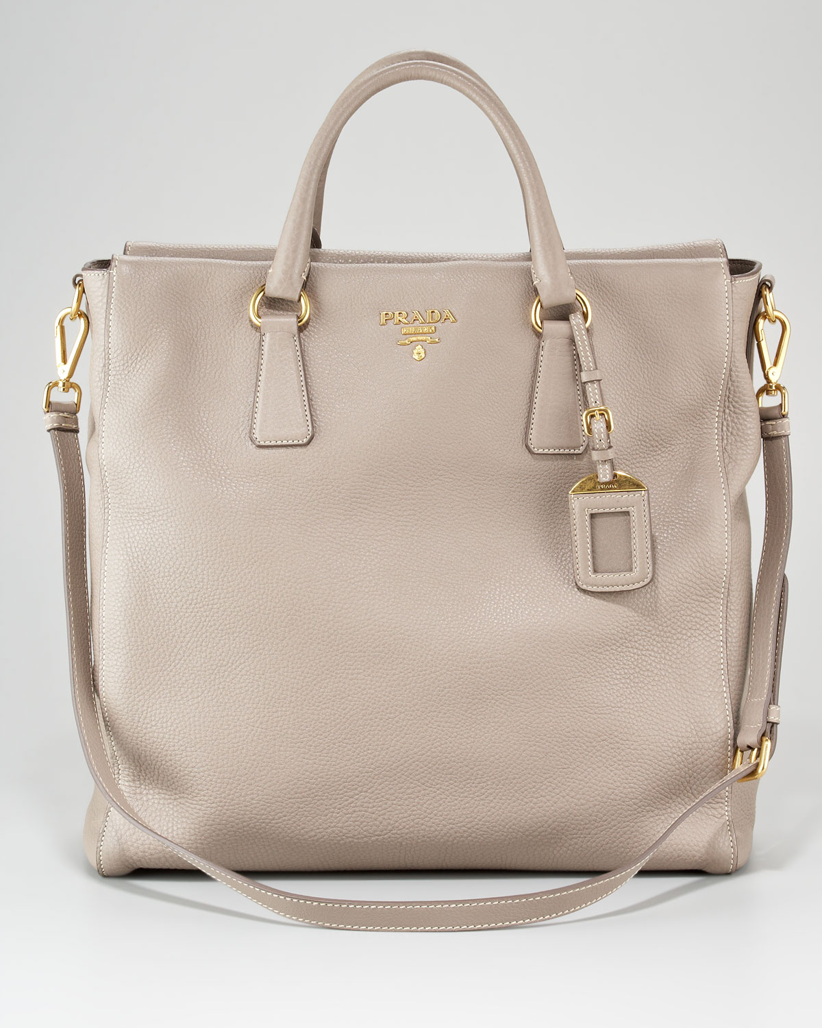 Prada Vitello Daino Northsouth Tote Bag in Natural | Lyst