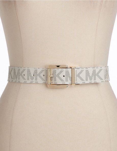 Michael Michael Kors Reversible Faux Leather Logo Belt in White ...