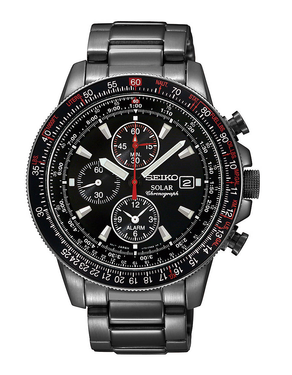 Seiko Solar Aviation Chronograph Watch in Black for Men | Lyst
