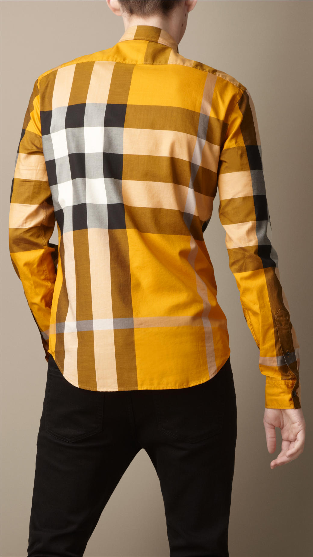 yellow check shirt men's