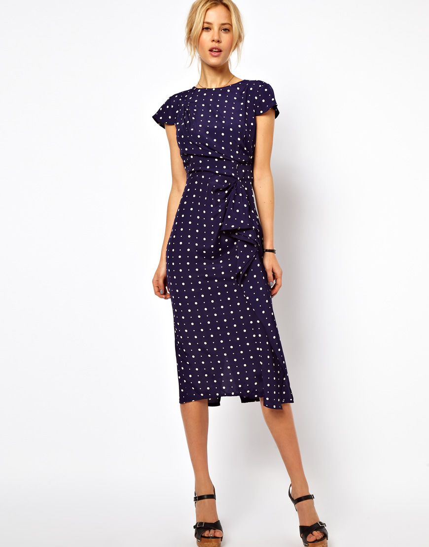 Lyst - Asos Tulip Dress with Waterfall Skirt in Blue