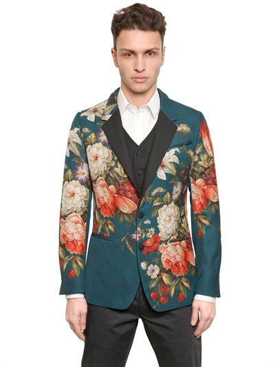 Lyst - Dolce & gabbana Floral Print Crepe De Chine Jacket in Blue for Men